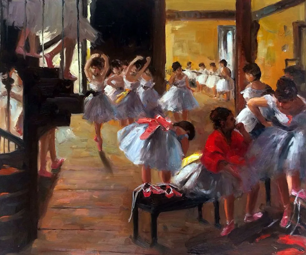 Famous Oil on Canvas Edgar Degas Painting The Dance Class Home Decoration Arts Figure Oil Painting Hand Painted 100%