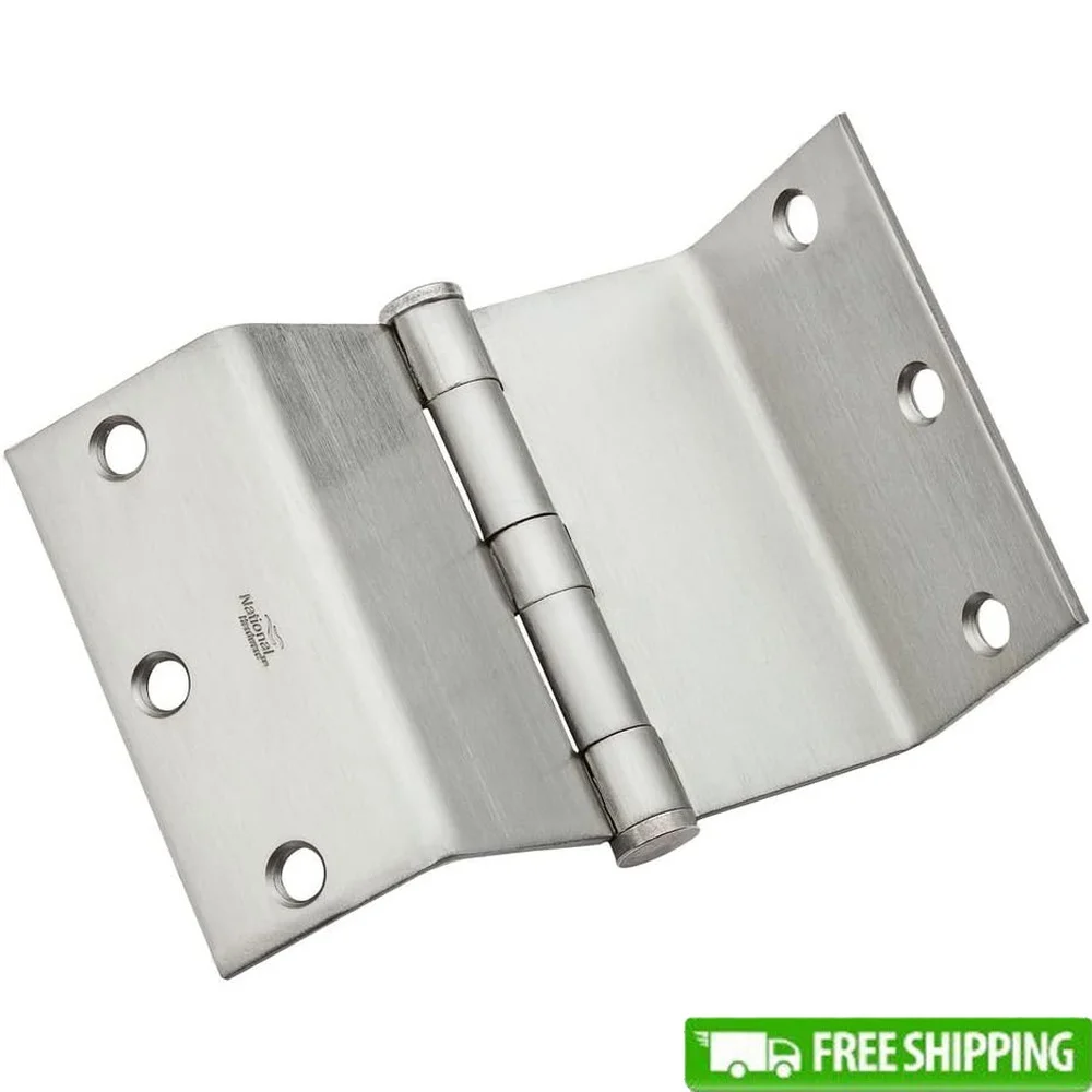 

Swing Clear Hinge Satin Chrome Steel Heavy Duty Concealed Screws Ribbed Design Non-Swivel Staple Door Mount 90 Degree Opening