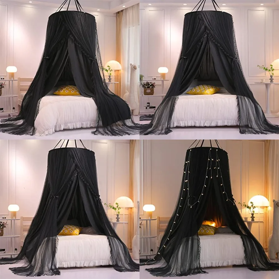 

Double Layer Princess Round Dome Canopy Bed Curtain for Girls Adults, Dreamy Mosquito Net, Cute Bedroom Decoration Castle Play