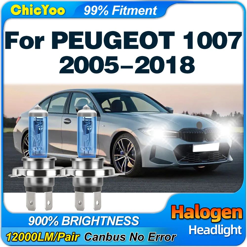 

100W Car Halogen Xenon Lights Bulbs 12000LM High Low Beam Auto Lamps For PEUGEOT 1007 2005-2012 2013 2014 2015 2016 2017 2018