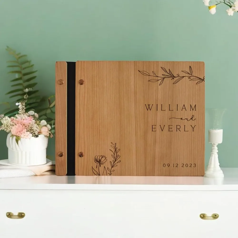 Personalized Wedding Guestbook Custom Wooden Guest Book Sign Books for Wedding Reception Weddings Supplies Bride Gift