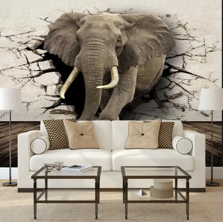 Customized Size Wallpaper Rhinoceros Elephant Lion Running Horse Animal Background Mural Cartoon Children's Room Animals mural