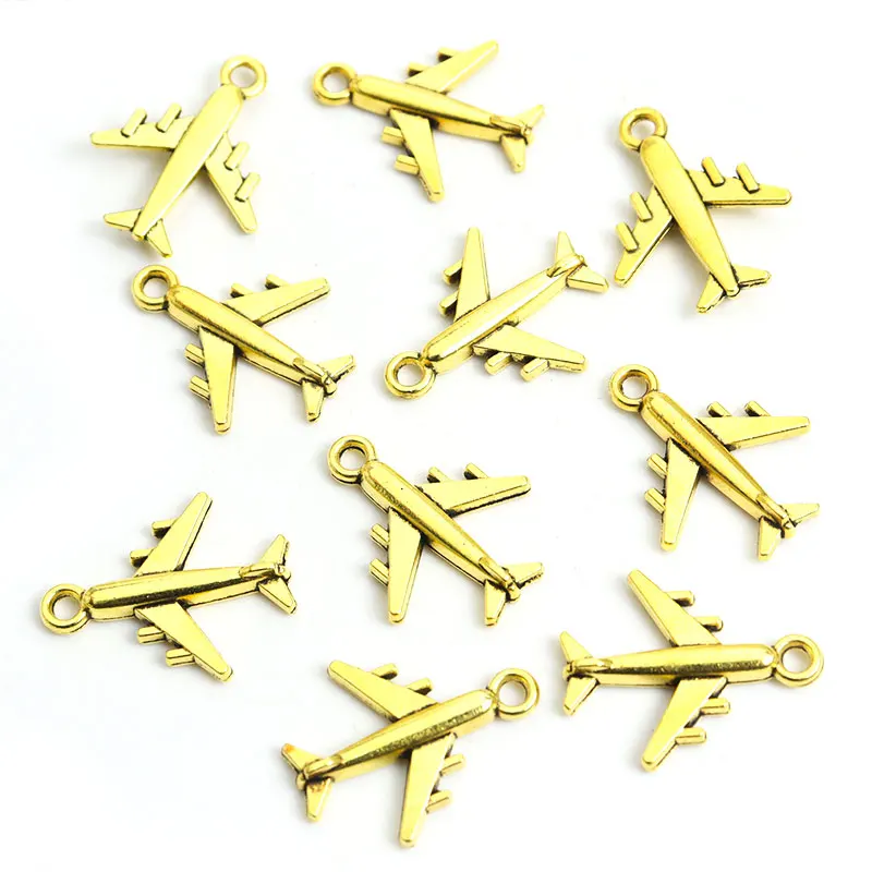 20pcs Retro Style Airplane Charms Necklace Bracelet Keychain Travel Aircraftplane Pendants DIY Ornaments Alloy Accessories