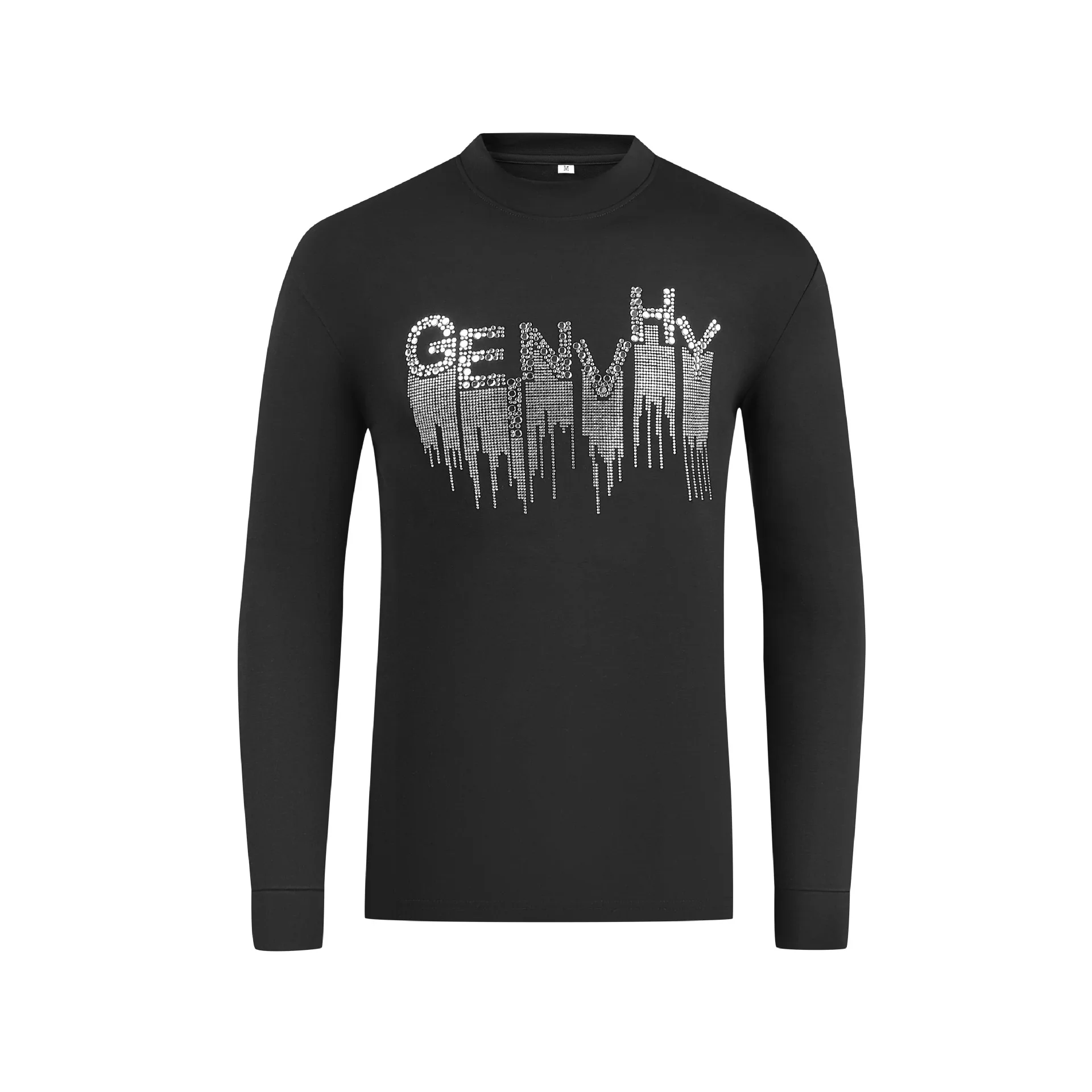 Autumn and winter long sleeved T-shirt GH rhinestone and velvet Tang silk heating Modal warm men's round neck base shirt