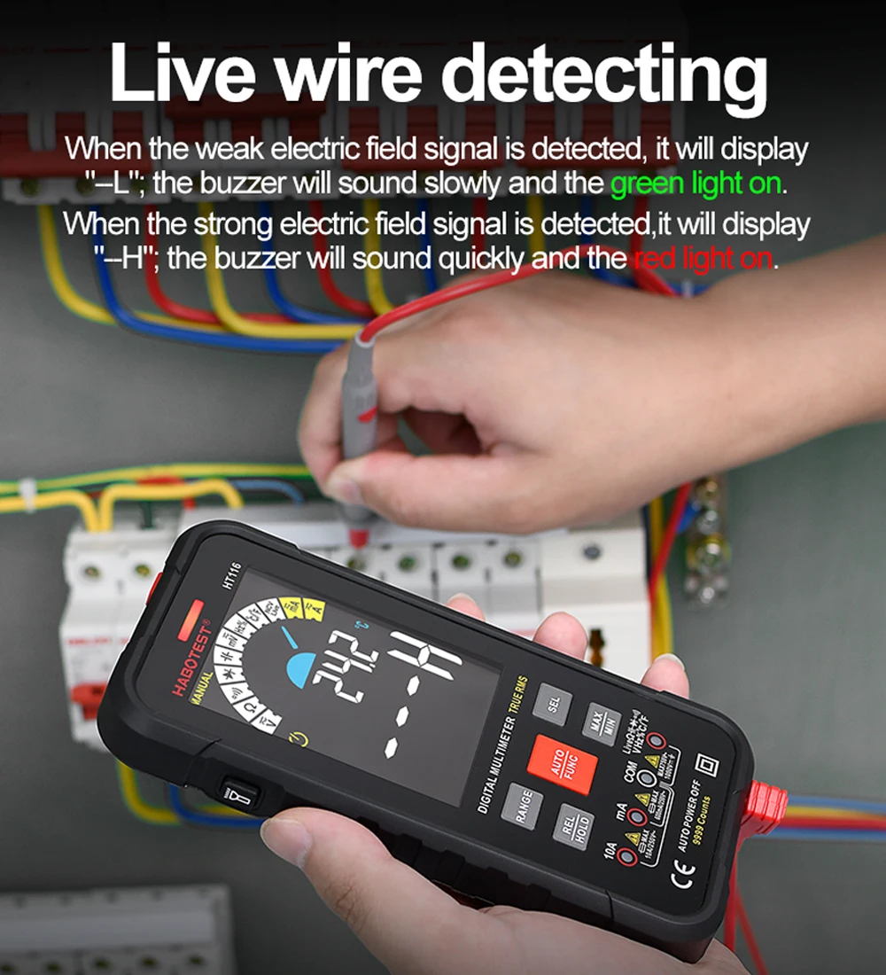 Multimeter Digital HABOTEST HT112 HT116 Multimetro Digital Range 1000V 10A Tester Meter Ohm Hz Capacitance REL True RMS Smart