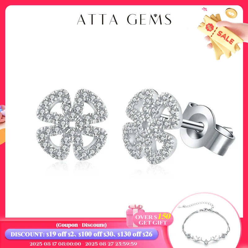 

Attagems New Women Moissanite Gemstone Stud Earrings For Women Solid 925 Sterling Silver D Color Solitaire Fine Jewelry For Gift