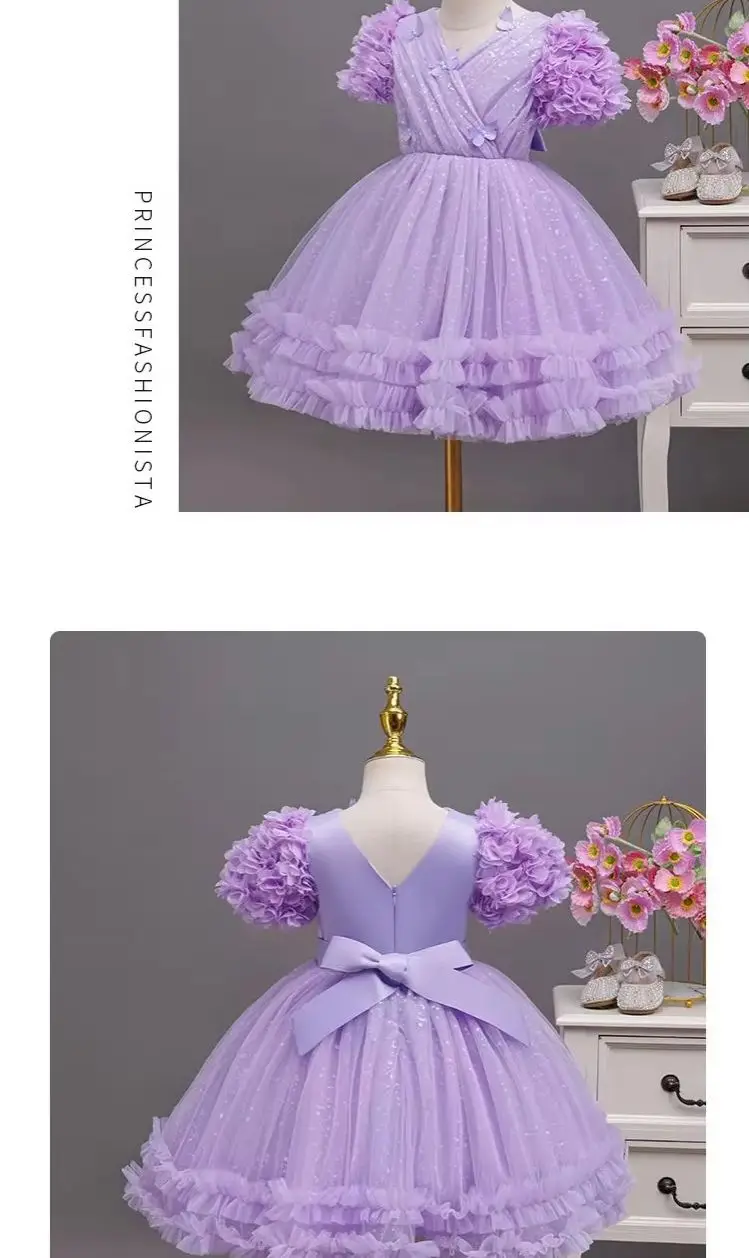 Flower Girls' Romantic Dress Kids Girly Clothes Tulle Butterfly Child Princes Dresses 2-8 Years