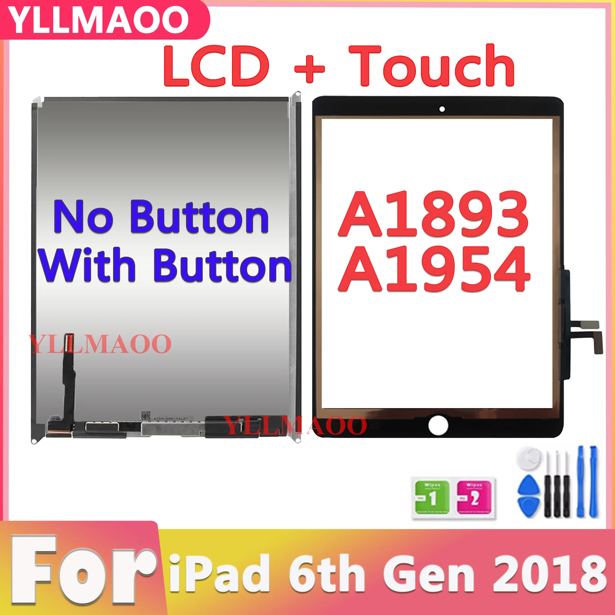 Tablet LCD Screen Panel For iPad 9.7 2018 Version A1893 A1954 For iPad 6 6th Gen LCD Assembly Touch Screen Repair Replacement