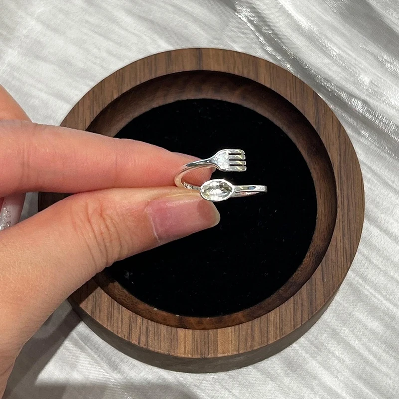 GANPUP Silver Color Creative Spoon Fork Open Rings for Women Fashion New Adjustable Ring Jewelry Couple Gift Party кольцо же