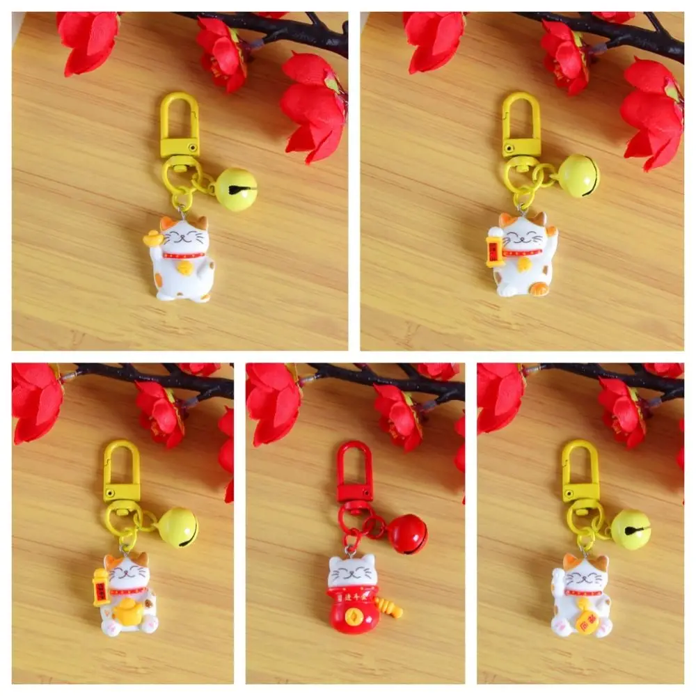 Fashion Resin Plutus Cat Keychain Kawaii Mini Maneki-neko Brelok do kluczy Kolorowy Lucky Fortune Cat Breloczek do torby