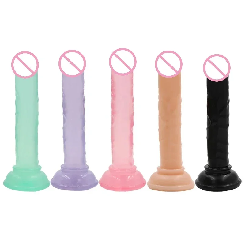 Crystal Jelly Realistic soft Dildo Penis Suction Cup Mini dicks Female Masturbation Erotic Cock Anal Sex Toys for Woman Lesbain