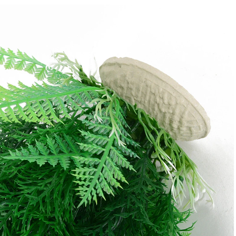 Artificial Grass Aquarium Ornament with Stone Base Plastic Fake Water Plant for Fish Tank Decoration and Aquatic Environments