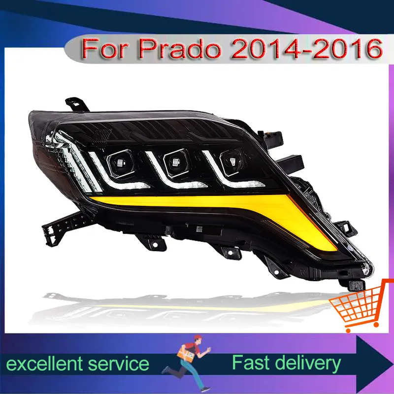 Car For Toyota 2014-2017 Prado LC150 Headlight Upgrade DRL Front Lamp LED Dynamic Turn Signal Projector Lens Auto Accessories