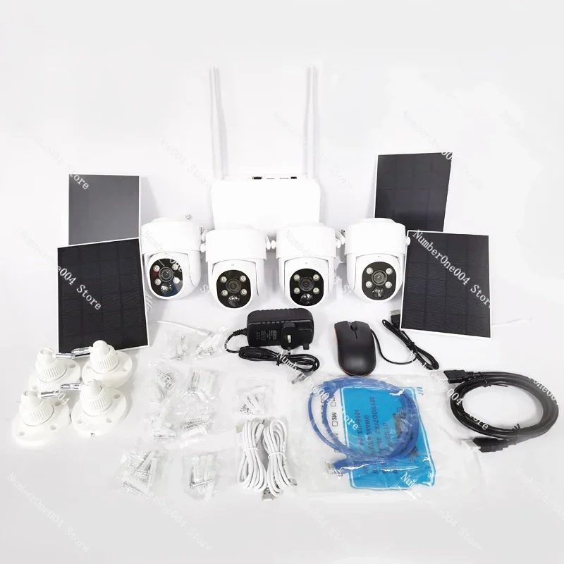 Outside Indoors CCTV Network System Wireless WIFI 360 Degrees HD NVR Kit Sets Solar Panel Security System