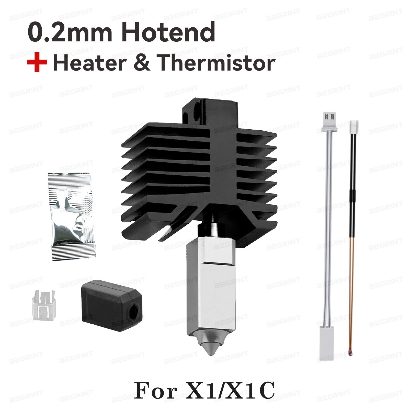 1:1 Nach Original-Modell Hotend für Bambu Lab P1S P1P X1C X1 Carbon 3D-Drucker, Gehärteter Stahl Integriertes Heizelement P1S Düse