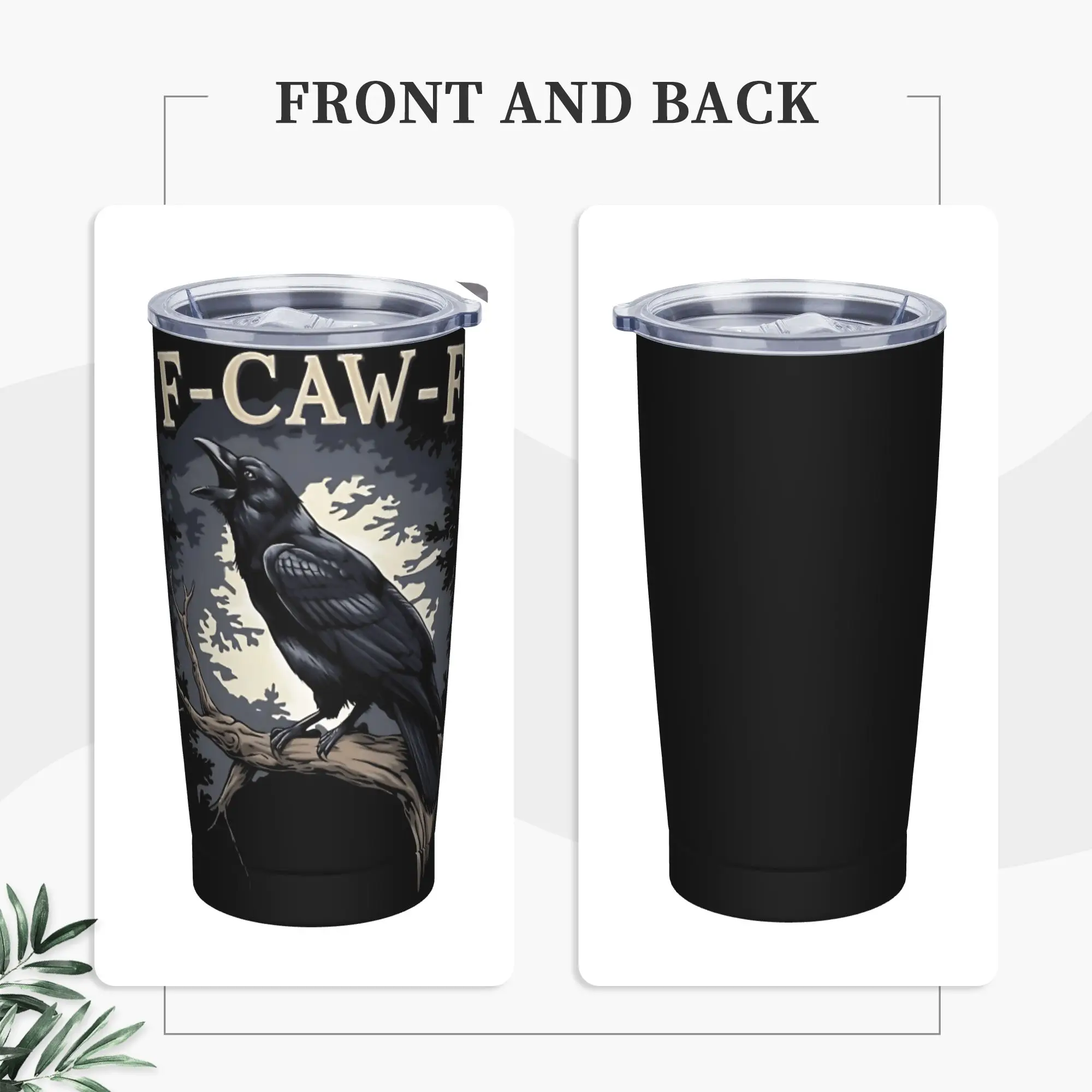 Stainless Steel Tumbler F-Caw-F Coffee Mug  Leakproof Cold Drink Mugs Cup Travel Graphic Water Bottle
