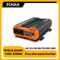 Pure Sine Wave Inverter DC 12V 24V 48V to AC 220V 240V Continuous Power 1500W 2000W 3000W 50HZ Peak 7000W For Home Camping/RV