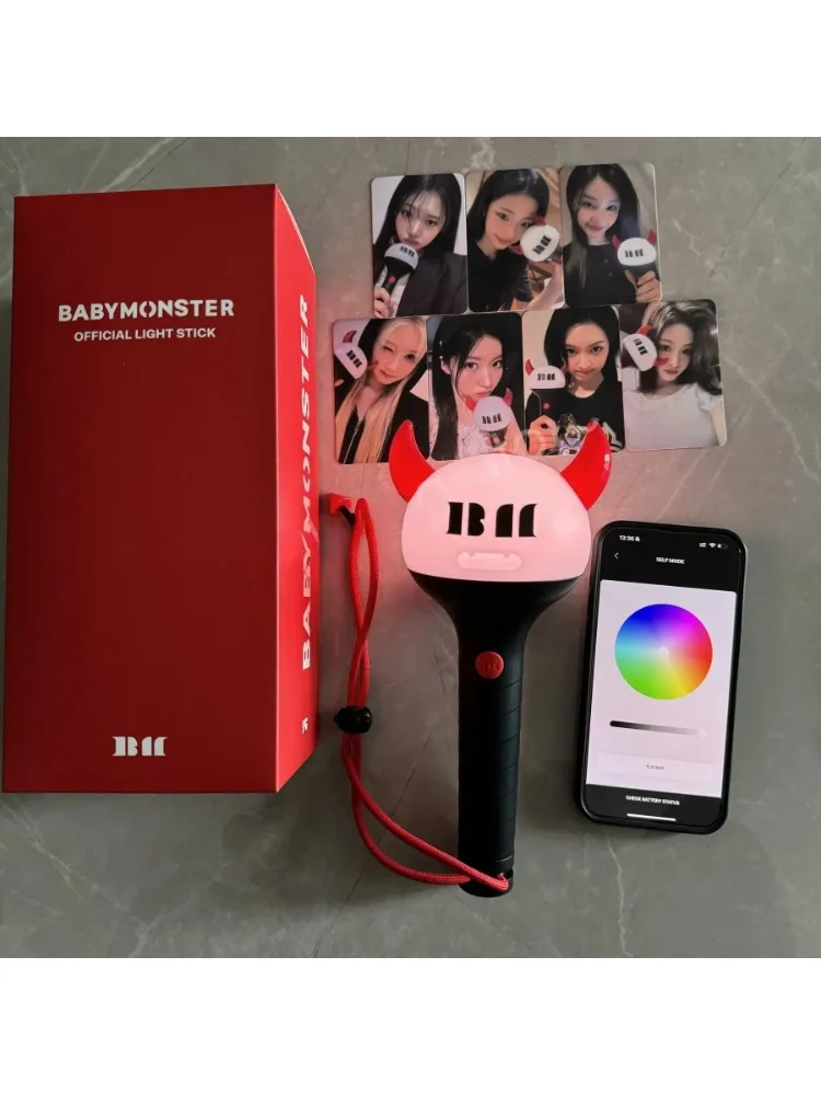 Kpop BABYMONSTERS Offizieller Leuchtstab mit Bluetooth BAEMON Konzert-Handlampe Leuchtstab für Fans RORA ASA RUKA Fluoreszierend