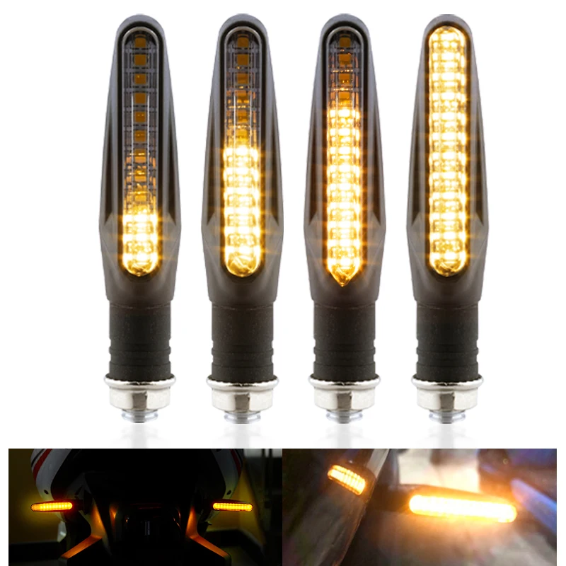 2PCS Motorcycle LED Turn Signal Light Amber Flasher LED Flowing Water Indicator Blinker Waterproof Motorcycle Lamp Accessories