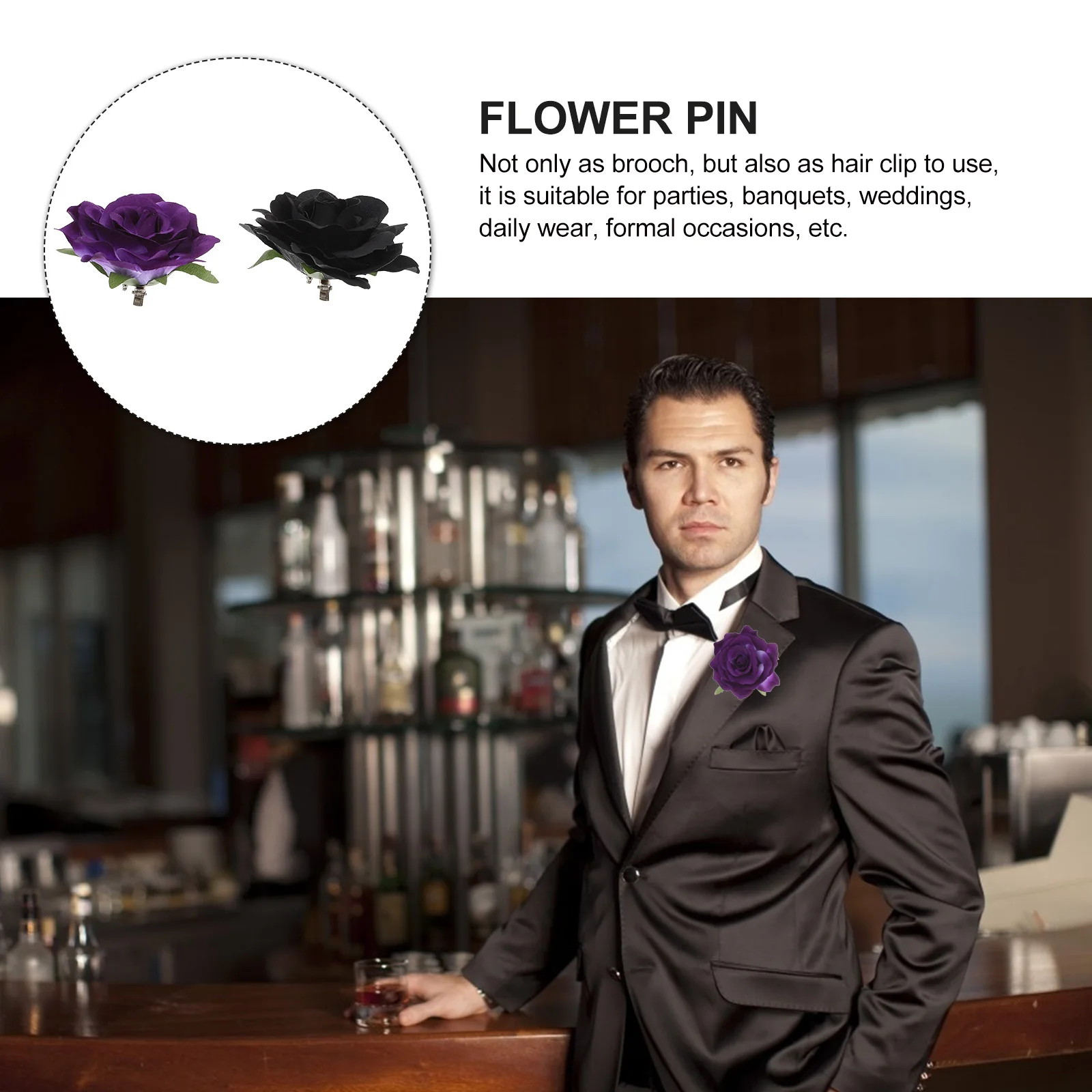 

12pcs Rose Flower Clips Durable Cloth Alloy Hair Brooch Pins for Women Girls Party Wedding Accessories Hairpin Gift
