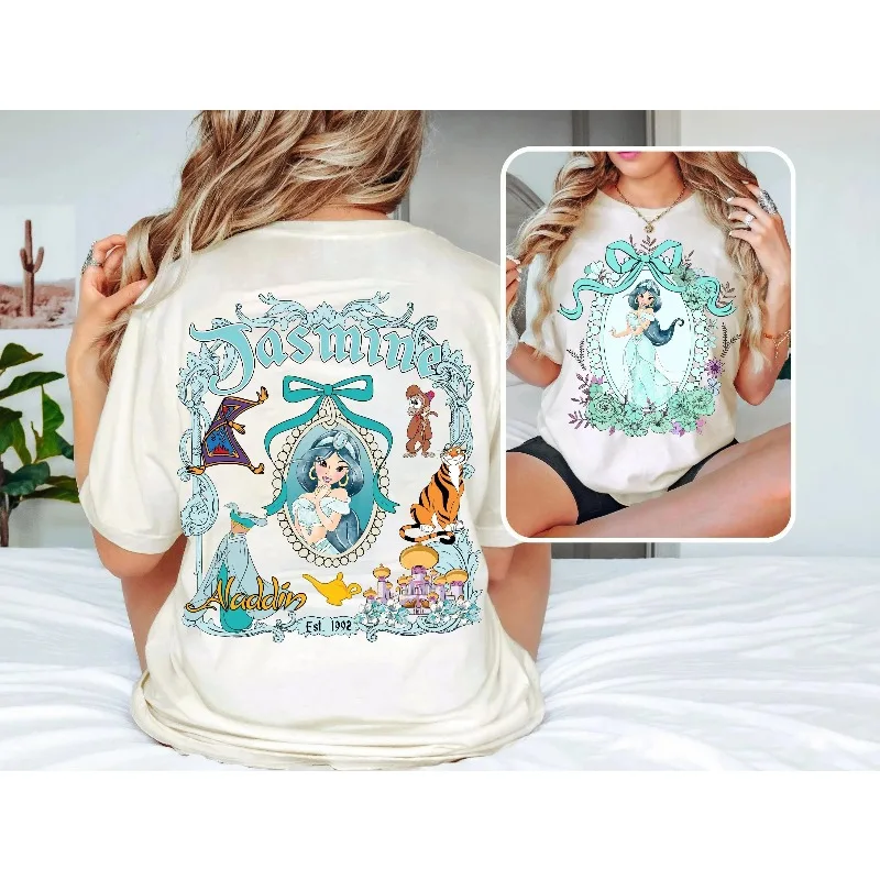 قميص ريترو ديزني برينسيس مريح الألوان، تي شيرت كوكيت ديزني برينسيس، تي شيرت لرحلة فتاة ديزني، تي شيرت الأميرة النسائية