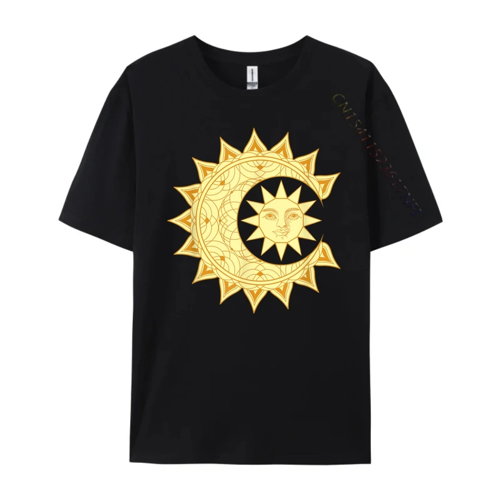 

Celestial Body Sun Moon Solar Astrology Luxury T Shirt Men High Quality Tshirts Graphic Cotton Short Sleeve
