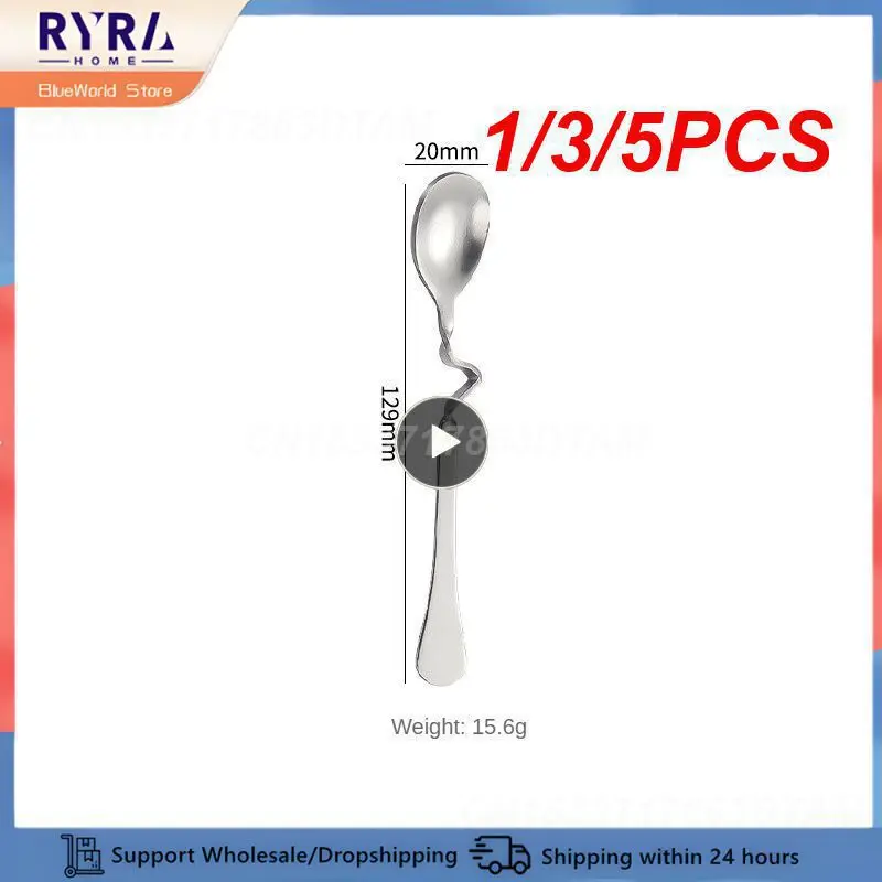 1/3/5PCS Mirror Polishing Hotel Stirring Spoon Distortion Hotel Stainless Steel Mixing Spoon Cartoon Style Tea Set