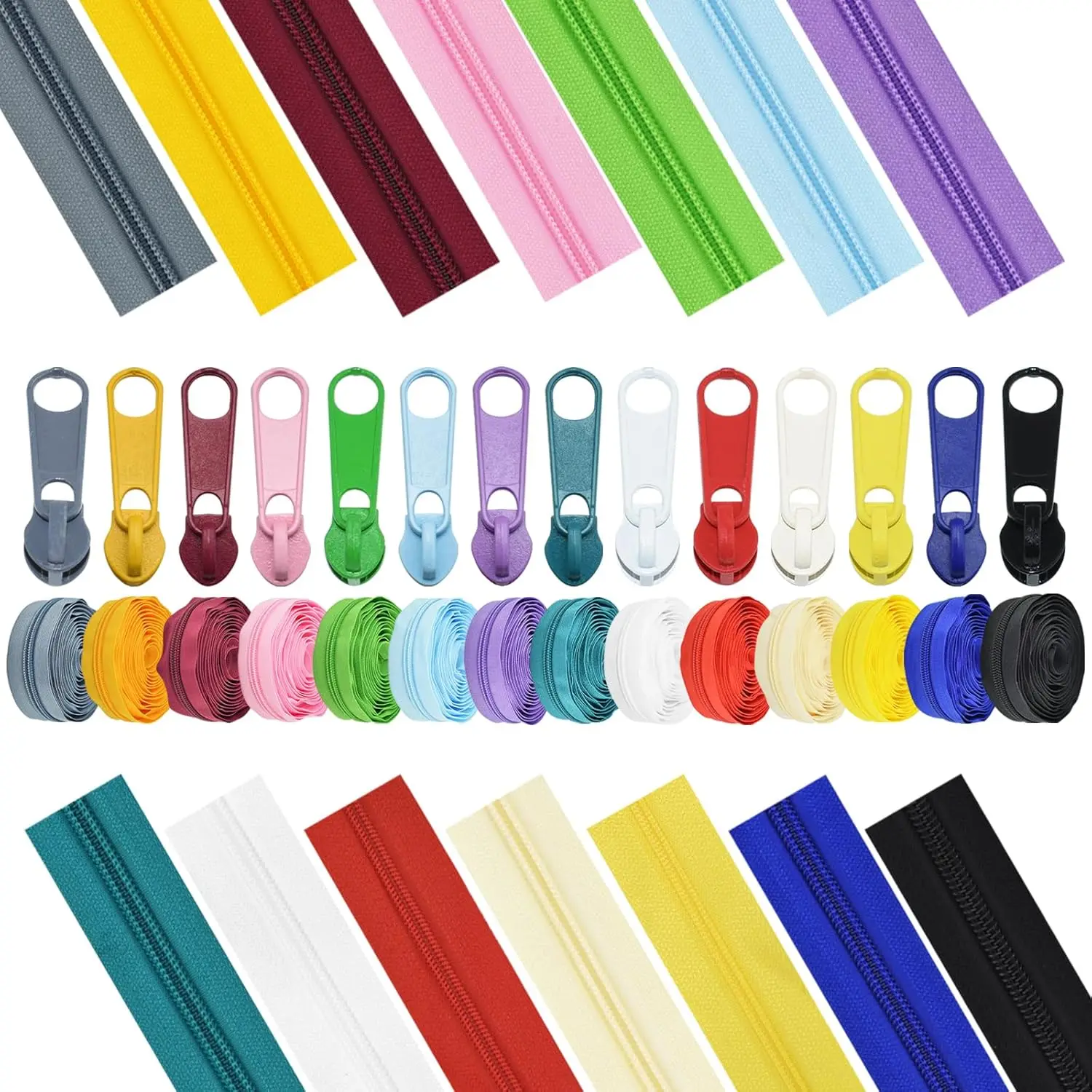 42-metres-14-pieces-5-fermetures-eclair-a-bobine-en-nylon-avec-112-curseurs-14-couleurs-pour-l'artisanat-de-couture-diy