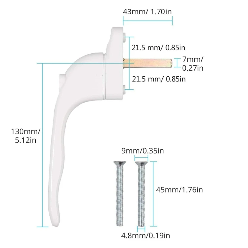 Y1UD 2Pcs Aluminum Alloy Lockable Window Handles With Key & Screws AntiTheft Window Grip Lock Balcony Door Handle Enduring