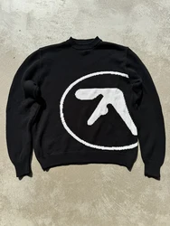 Men's Sweater Y2K Aphex Twin Knit Oversized Pullovers Gothic Jumper Winter Graphic Streetwear Long Sleeve Tops Vintage Clothing