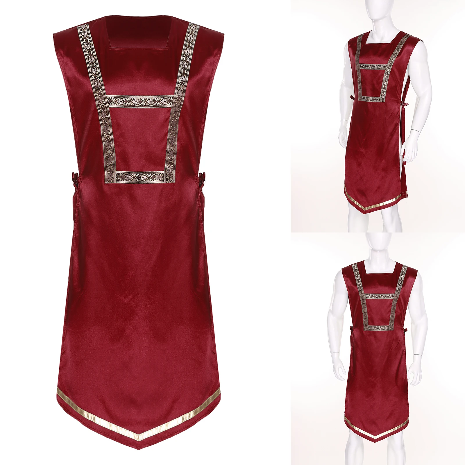 

Elegant Men Worship Dance Tunic with Side Lace Up Detail Breathable Sleeveless Vest for Liturgical Performances And Sacred Dance