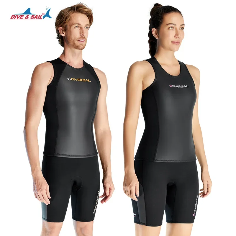 2MM Men Diving Suit  Split Sleeveless Diving Vest Warm Surfing Swimming Keep Warm Drifting Diving Shorts