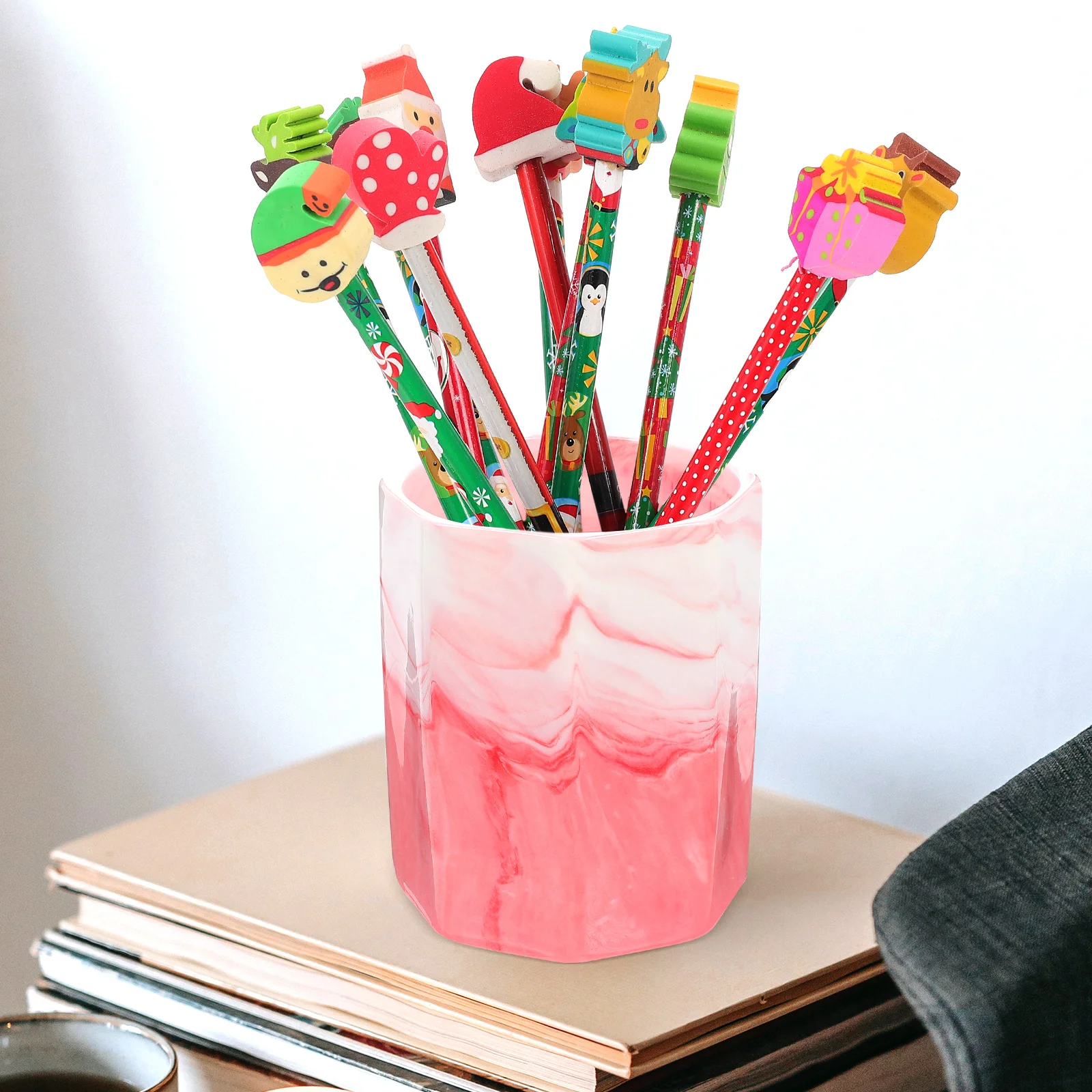 Ceramic Pen Holder Makeup Brush Organizer Desktop Sundries Container Multifunctional Storage Cup Pencil Holder for Desk