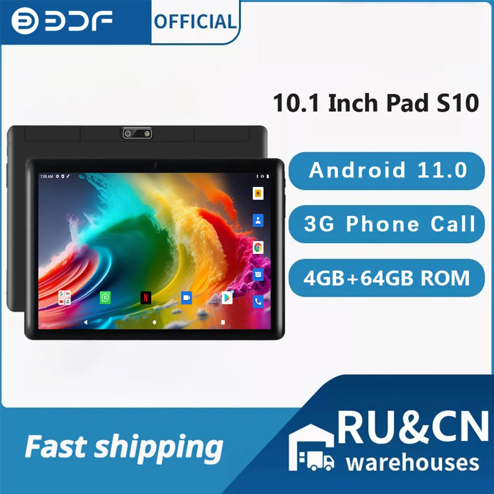 

New Pad 10.1 Inch Android Tablets Octa Core 4GB RAM 64GB ROM WiFi Bluetooth 3G Phone Call Tablet Double SIM HD Display 5000mAh