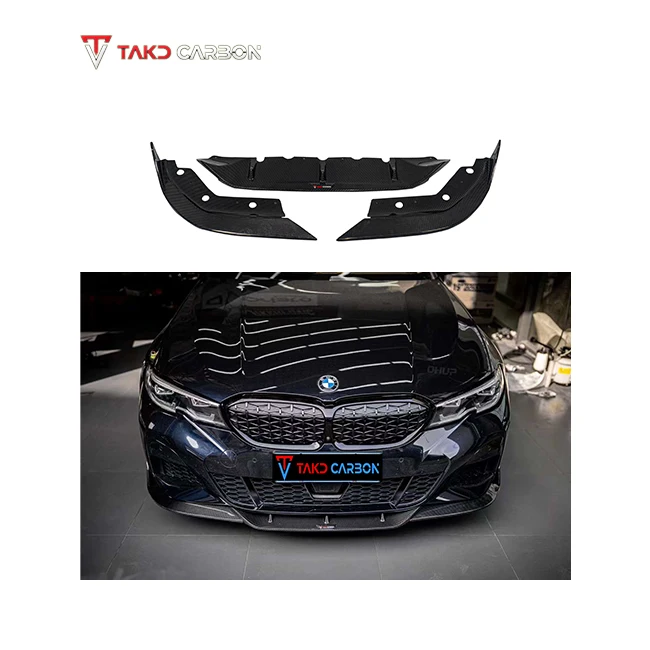 TAKD Carbon Real Car Data Development Dry Carbon Fiber Front Bumper Lip GEN 1 For BMW 3 Series G20 2019-2022