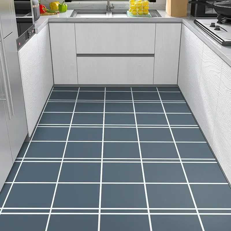 Geometric Kitchen PVC Rugs Oil-proof Waterproof Carpet Balcony Leather Carpets Living Room Large Area Rug Non-slip Porch Doormat