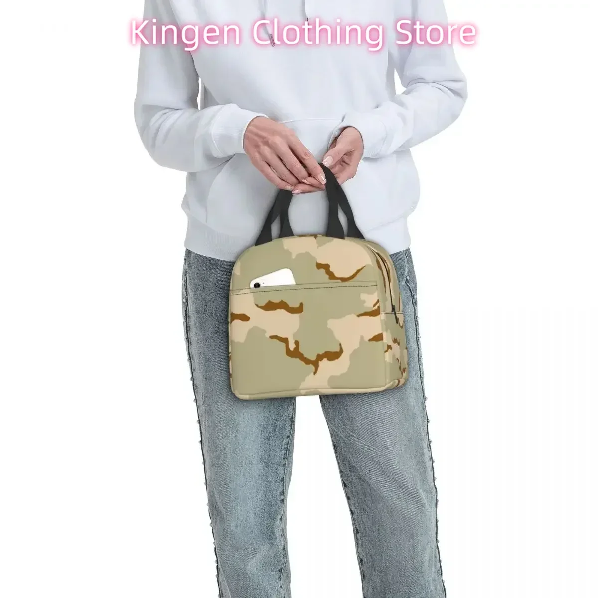 US 3 ColourColor Desert Camouflage Insulated Lunch Bags Picnic Bags Cooler Lunch Box Lunch Tote for Woman Work Children School