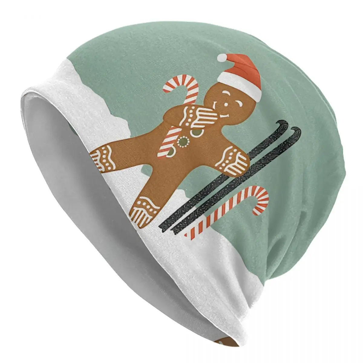 Jolly Gingerbread Man Men Women Thin Beanies Cycling Ski Cap Double Layer Fabric Bonnet Hat