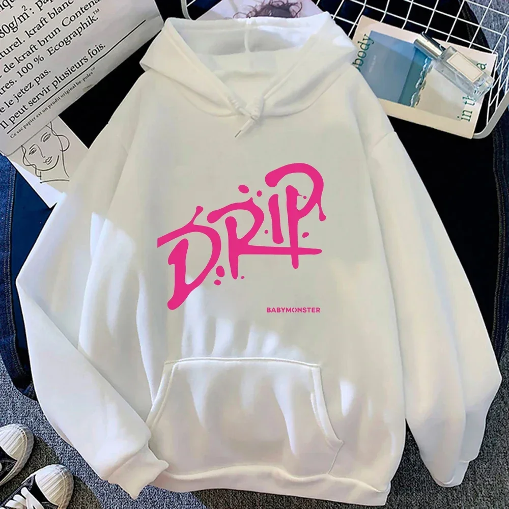 Babymonster Album Drip Hoodie 2024 Retro Women/men Harajuku Aesthetic Hoodies Unisex Autumn Winter Pullover Sweatshirt Vintage