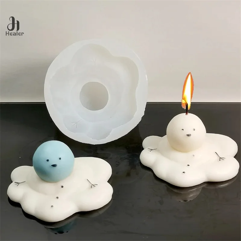 Melt Snowman Candle Silicone Molds Cartoon Cloud Sunny Doll Plaster Resin Making Tool Christmas Handmade Soap Mould Gifts