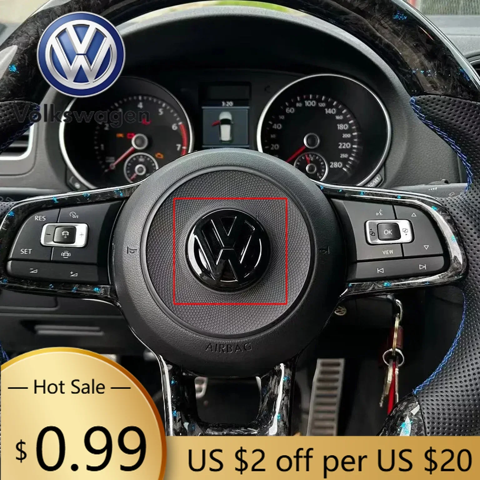 

Накладка на эмблему рулевого колеса для Volkswagen Golf 7 R-Line, глянцевая черная, с логотипом Volkswagen