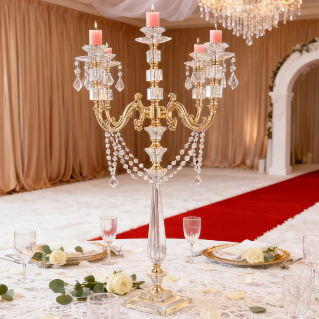 

Wedding Decoration Wedding Props Road Lead 5 Acrylic Crystal Candlestick Party and Events supplier acrylic centerpieces wedding