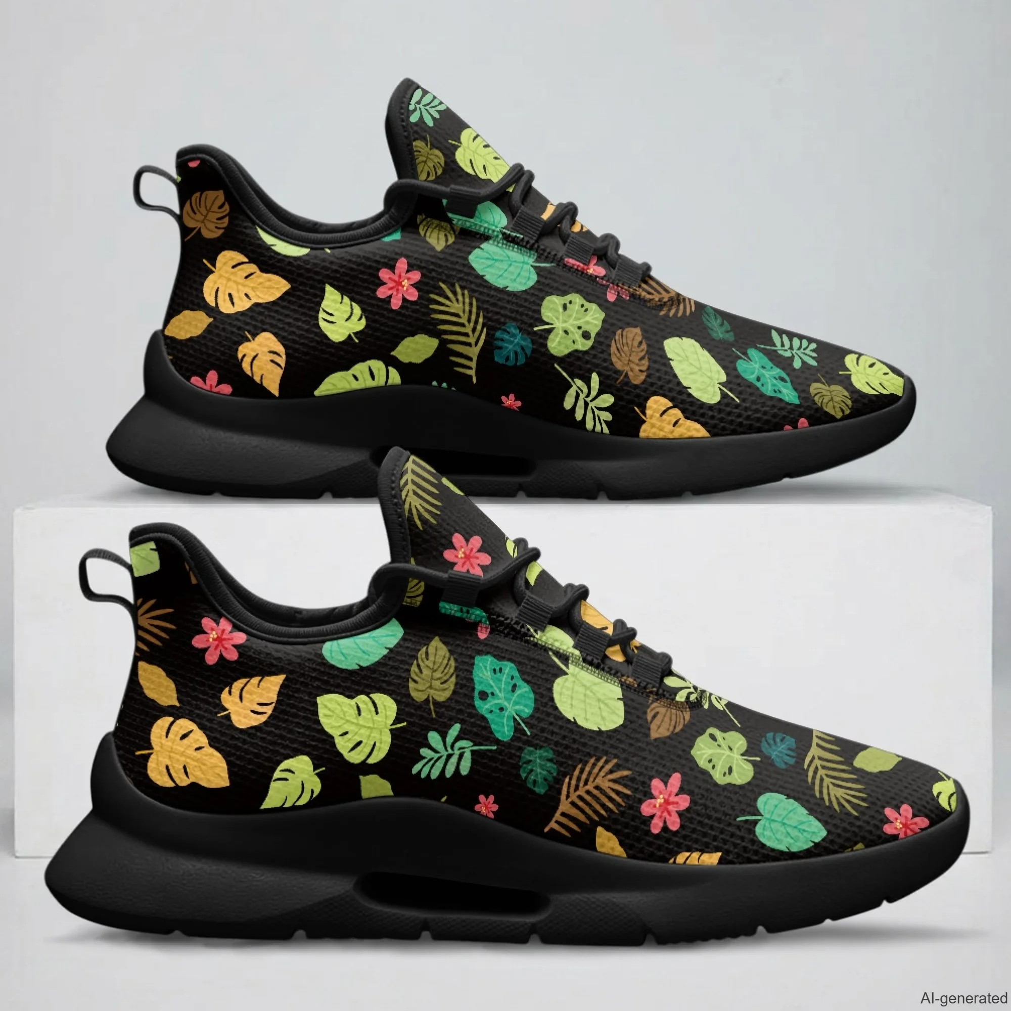 XIXIRIMIDO Nursing Sneakers for Woman Lace-up Casual Shoes Cheap Nursing Shoes for Women Nice Non-slip Nurse Sneakers Monstera