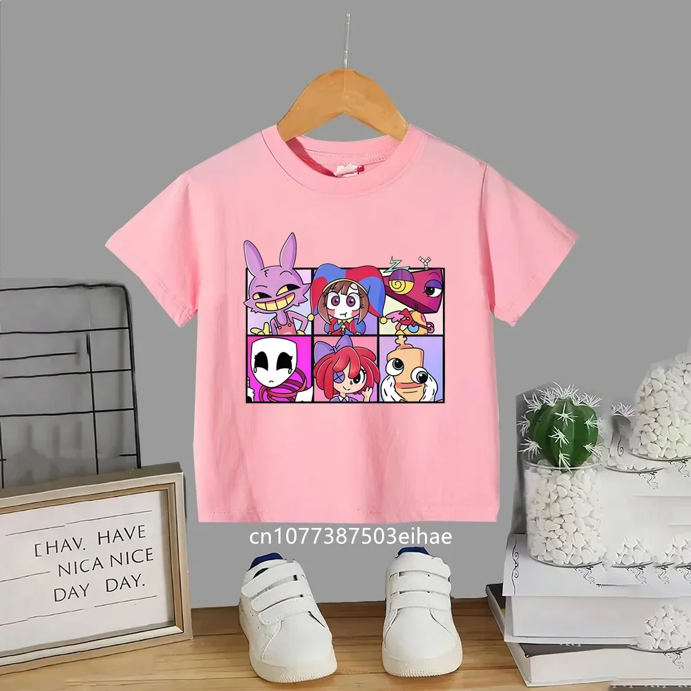 The Amazing Digitals Circus Printed Kids T Shirt, Comfortable Cotton Short Sleeve Tees, Boys Girls Casual Summer Anime Clothing
