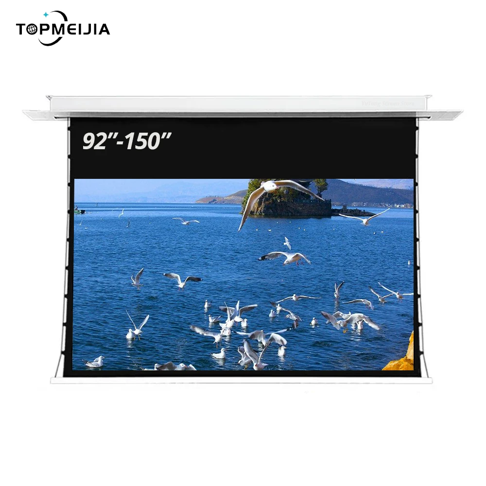 

YuTong 92 inch~150 inch white cinema Acoustic Transparent Electric Ceiling Recessed Projector Screen for home cinema laser tv 8k