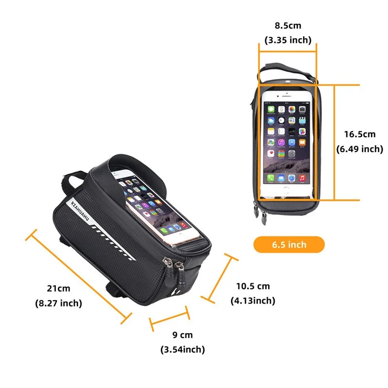 AliExpress NONE Bicycle Front Beam Bag Front Tube Cycling Bag Bicycle Waterproof Phone Case Holder Touchscreen waterproof Saddle Bag Accessories