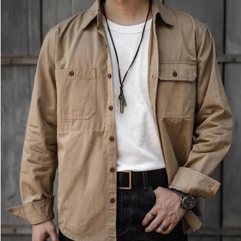 Military Shirts Men Spring Autumn Long Sleeve Wear-resistant Cargo Shirt Male Quality Outdoor Army Slim Fit Work Chemise Homme