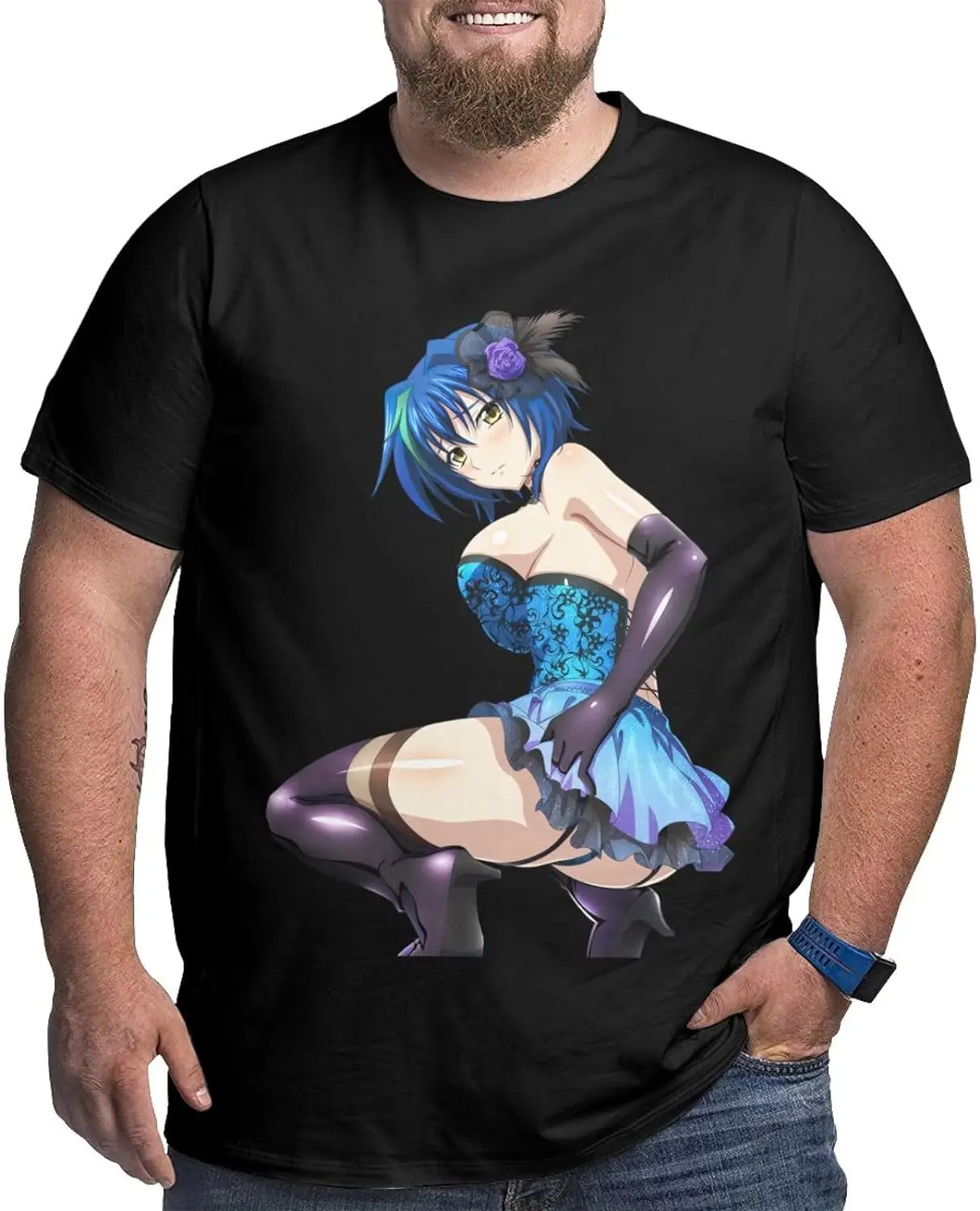 Manga High School DxD Xenovia Shirt Cotton Short Sleeve Fashion Plus Size T-Shirt for Man Black