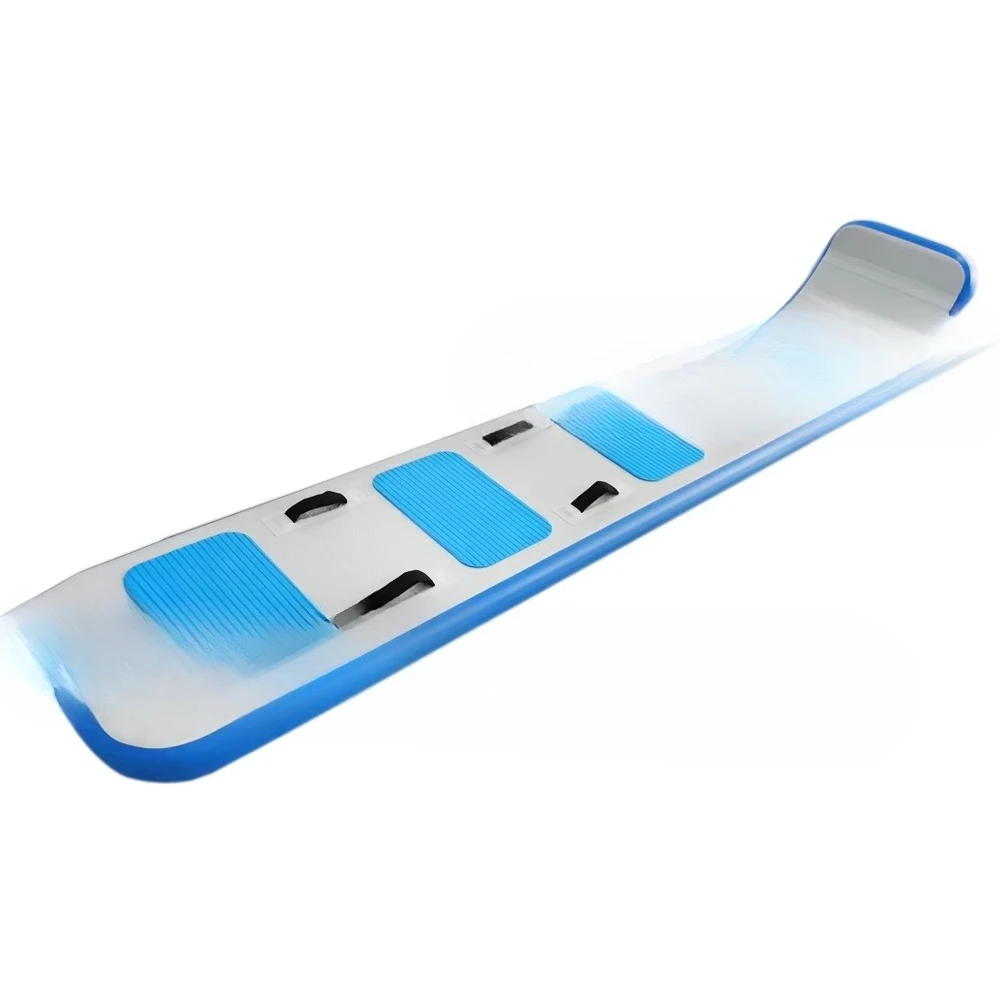 Extra long inflatable PVC toboggan for water skiing and skiing, surfing and skateboarding