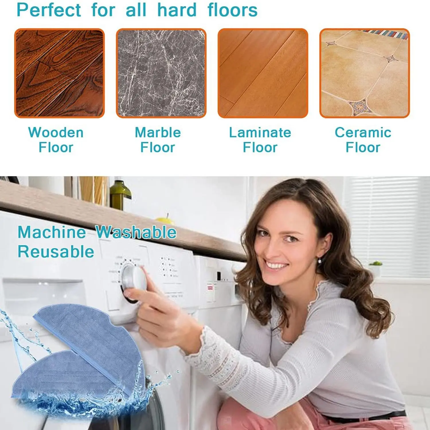 Mop Pad4Pcs สูญญากาศ Mop เปลี่ยนแผ่นสําหรับ T7 T7 Plus S7 Reusable Floor Expert เปียกเปลี่ยนไมโครไฟเบอร์ Pad